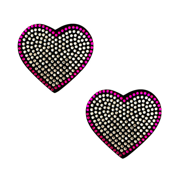Heart 'N Soul Pink and Clear Iridescent Crystal Heart Reusable Silicone Nipztix NN-BN-HRT-012