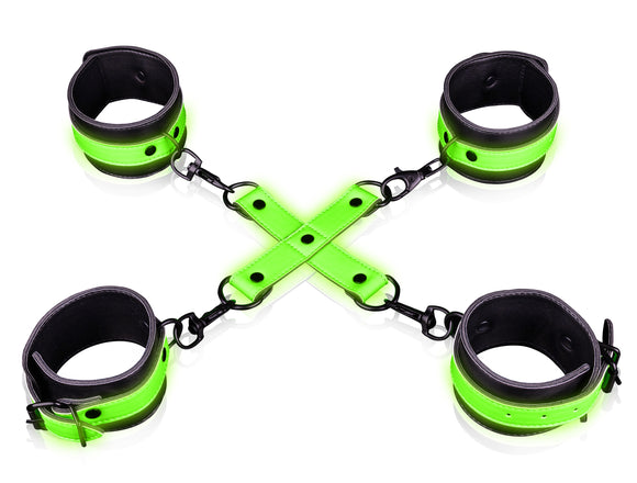 Hand and Ankle Cuffs With Hogtie - Glow in the  Dark OU-OU727GLO