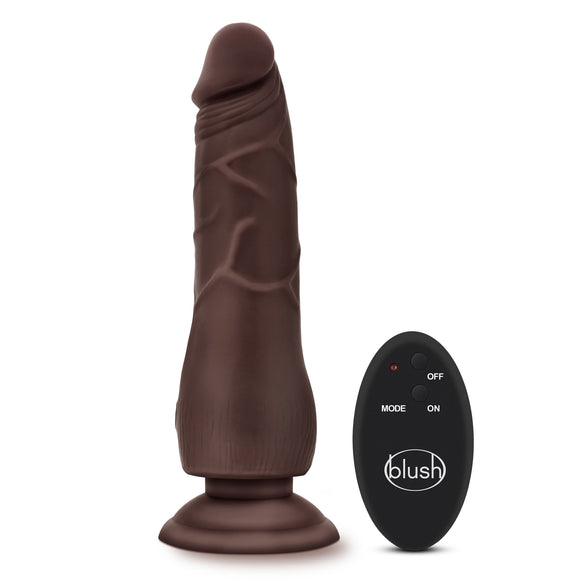 Dr. Skin - 9 Inch 10 Function Wireless Remote Dildo - Chocolate BL-65906