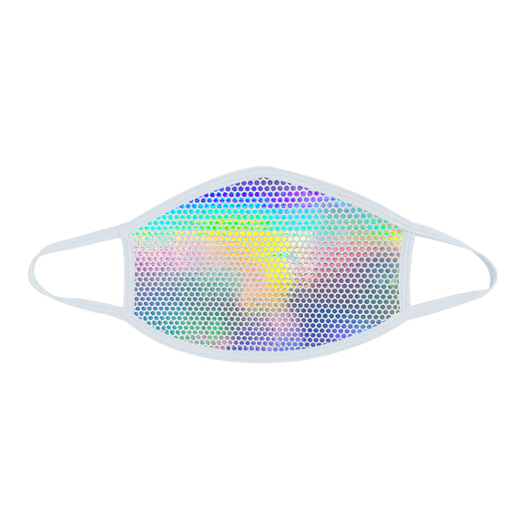 Liquid Party Pure Holographic White Dust Mask  With Silver Trim NN-MSKM-LPPSIL