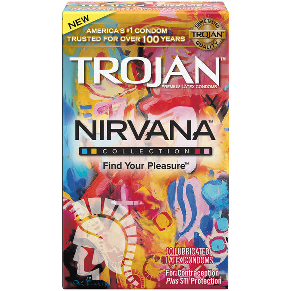 Trojan Nirvana - 10 Pack Assorted Lubricated Latex Condoms TJ02019