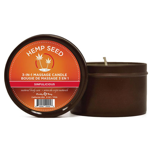 Hemp Seed 3-in-1 Massage Candle - Sinfulicious - 6 Oz./ 170g EB-HSC033