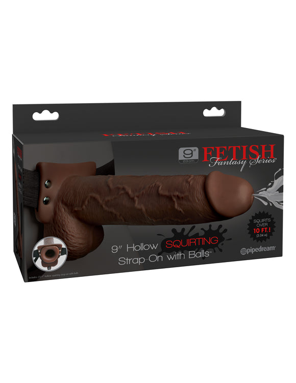 Fetish Fantasy Series 9 Hollow Squirting Strap-on With Balls - Brown PD3398-29