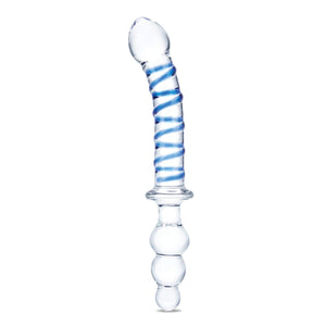 10 Inch Twister Dual-Ended Dildo - Clear/blue GLAS-163
