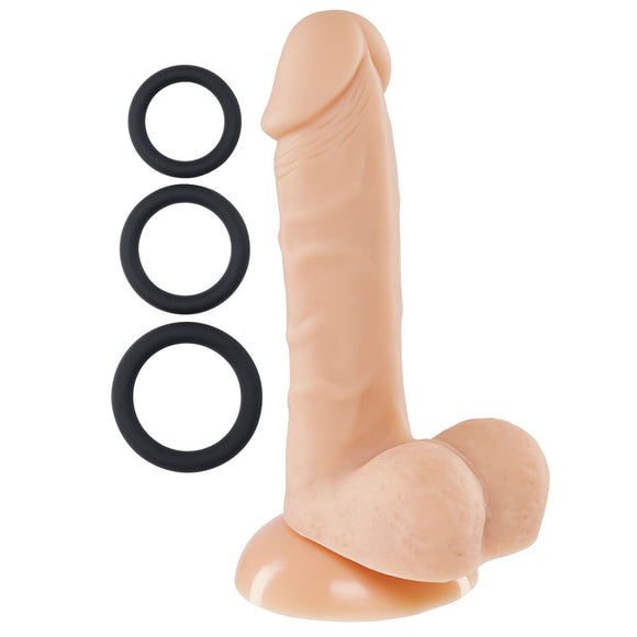 Pro Sensual Premium Silicone 6 Inch Dong With 3  Cockrings - Flesh WTC852820
