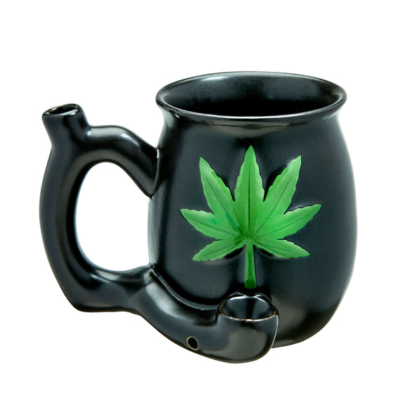 Black Matt Mug With Embossed Green Leaf - Roast  and Toast FC-82504