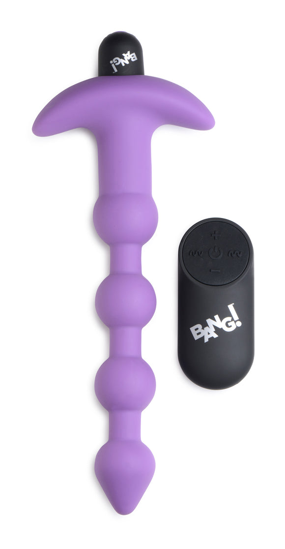 Bang - Vibrating Silicone Anal Beads and Remote Control - Purple BNG-AG614-PUR