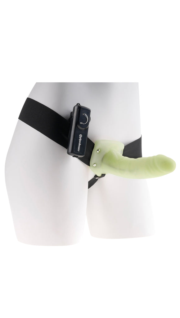 Fetish Fantasy Series for Him or Her Vibrating Hollow Strap-on - Glow in the Dark PD3367-32