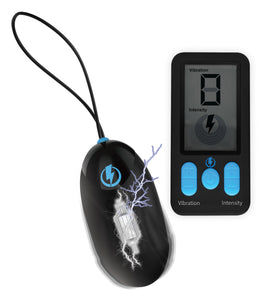 E-Stim Pro Silicone Vibrating Egg With Remote  Control - Black ZE-AG662