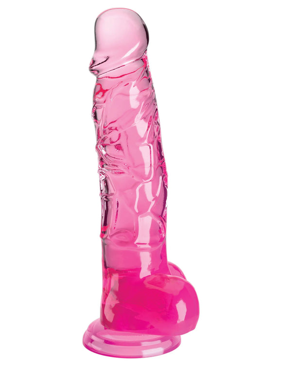 King Cock Clear 8 Inch With Balls - Pink PD5756-11