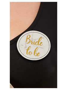 Hen Party Pin Badges - White and Gold - Pack of 5 FV-27354