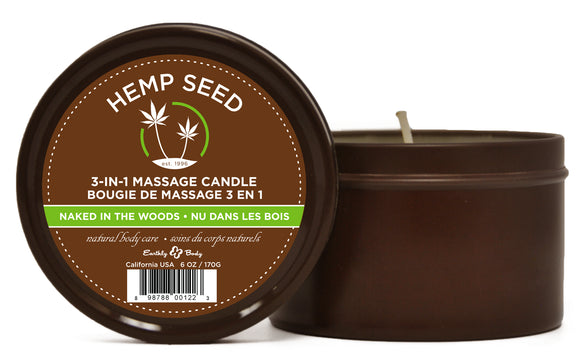 Hemp Seed 3-in-1 Massage Candle - Naked in the Woods - 6 Oz. EB-HSC022