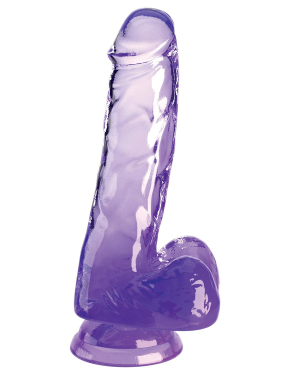 King Cock Clear 6 Inch With Balls - Purple PD5752-12