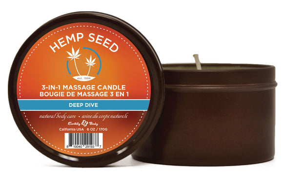 3 in 1 Massage Candle - Deep Dive - 6 Oz  - Hemp Seed EB-HSCS021B