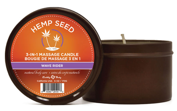 3 in 1 Massage Candle - Wave Rider  - 6 Oz  - Hemp Seed EB-HSCS021A